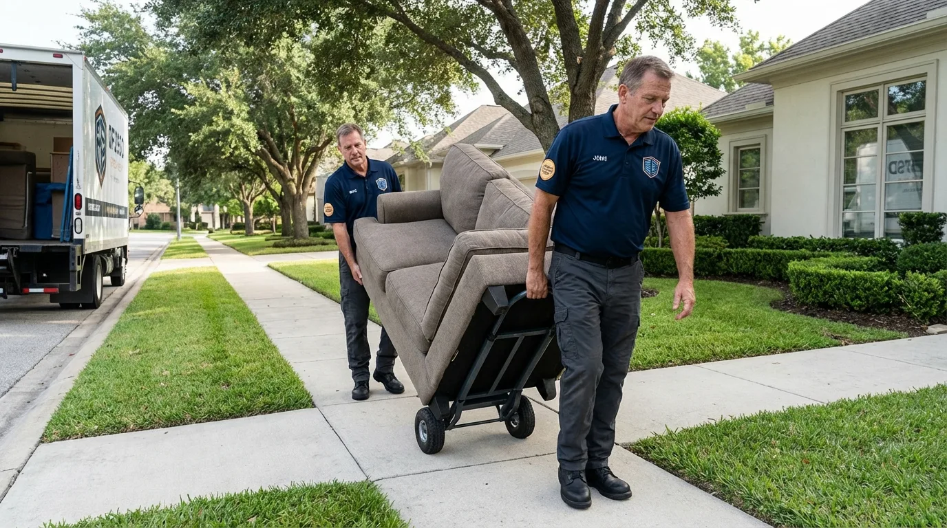 Local residential moving crew loading furniture in Woodward, IA